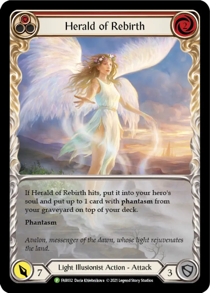 Herald of Rebirth (Red) [FAB032] (Promo) Rainbow Foil - Flesh And Blood Single