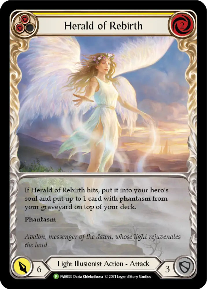 Herald of Rebirth (Yellow) [FAB033] (Promo) Rainbow Foil - Flesh And Blood Single