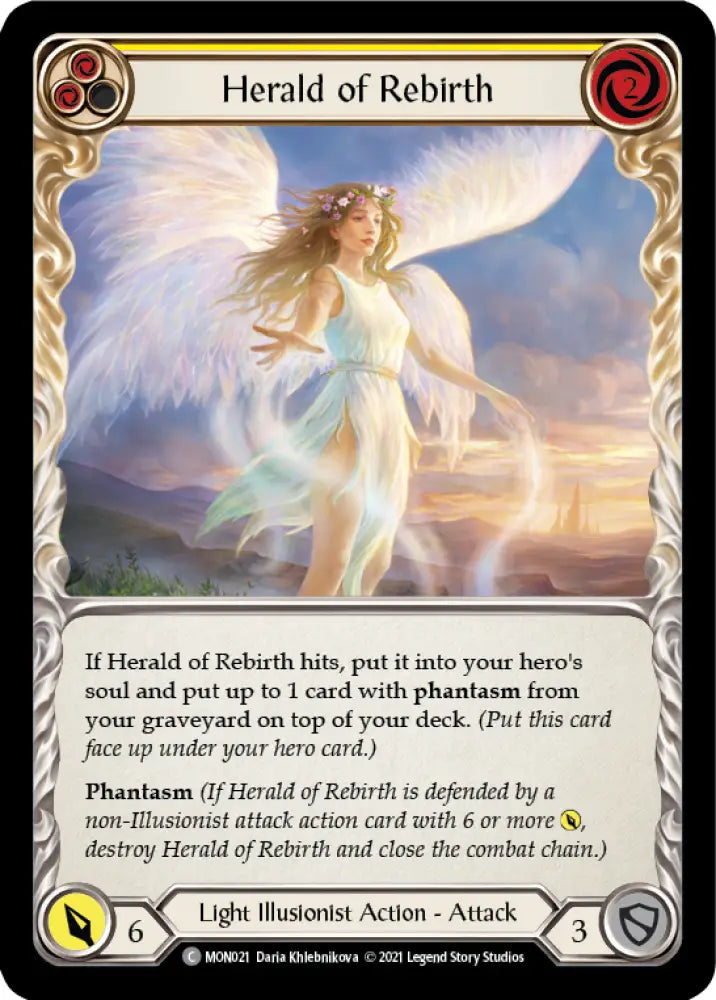 Herald of Rebirth (Yellow) [Monarch 1st Edition] 1st Edition Rainbow Foil - Flesh And Blood Single