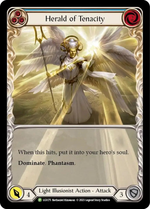 Herald of Tenacity (Blue) [LGS175] (Promo) Rainbow Foil - Flesh And Blood Single