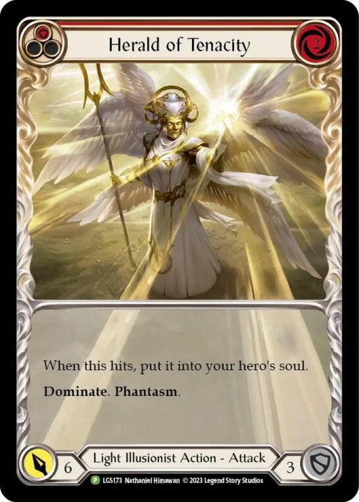 Herald of Tenacity (Red) [LGS173] (Promo) Rainbow Foil - Flesh And Blood Single