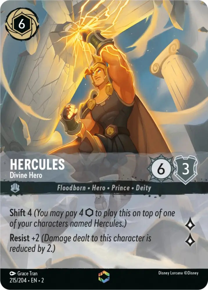 Hercules - Divine Hero (Enchanted) (215/204) [Rise of the Floodborn] - Lorcana Single