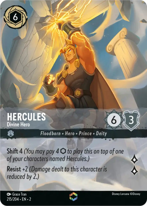 Hercules - Divine Hero (Enchanted) (215/204) [Rise of the Floodborn] - Lorcana Single