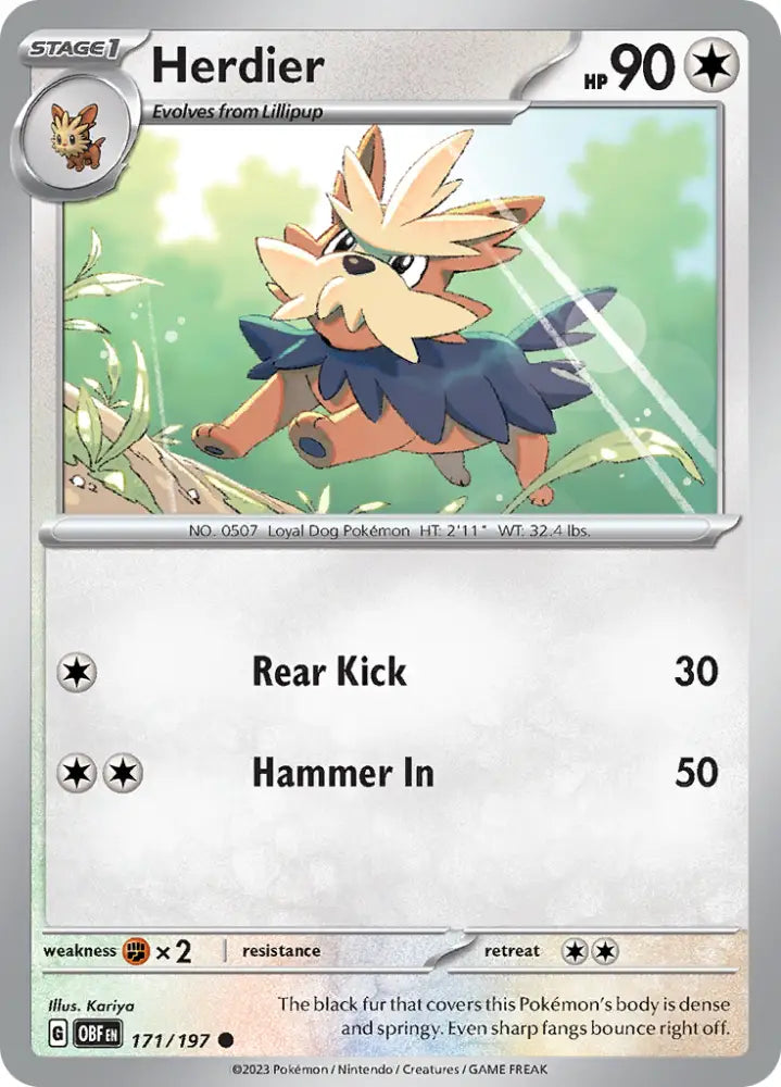 Herdier (171/197) [Scarlet & Violet: Obsidian Flames] - Pokemon Single