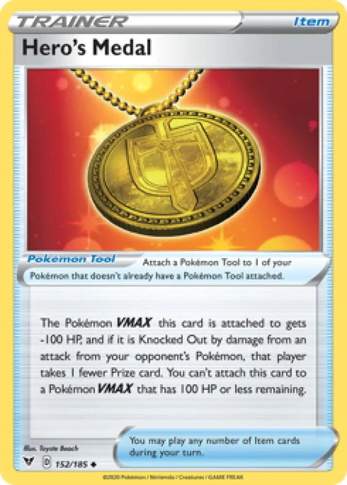 Hero’s Medal (152/185) [Sword & Shield: Vivid Voltage] - Pokemon Single