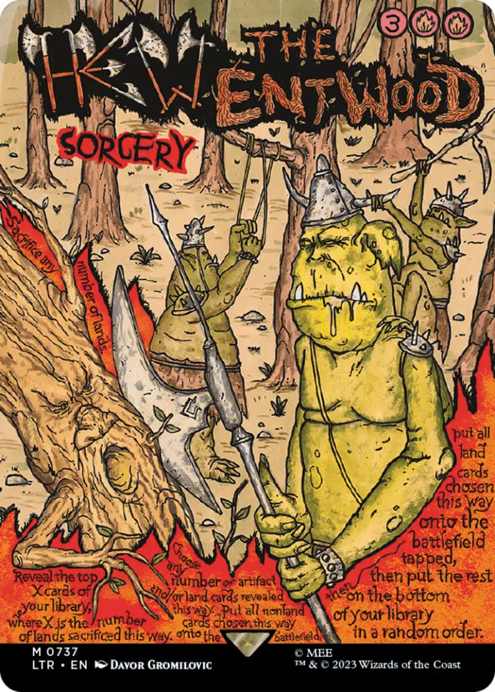 Hew the Entwood (Borderless Poster) [The Lord of the Rings: Tales of Middle-Earth] - MTG Single