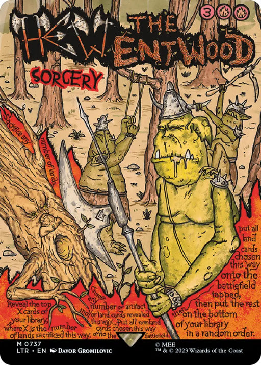 Hew the Entwood (Borderless Poster) [The Lord of the Rings: Tales of Middle-Earth] - MTG Single