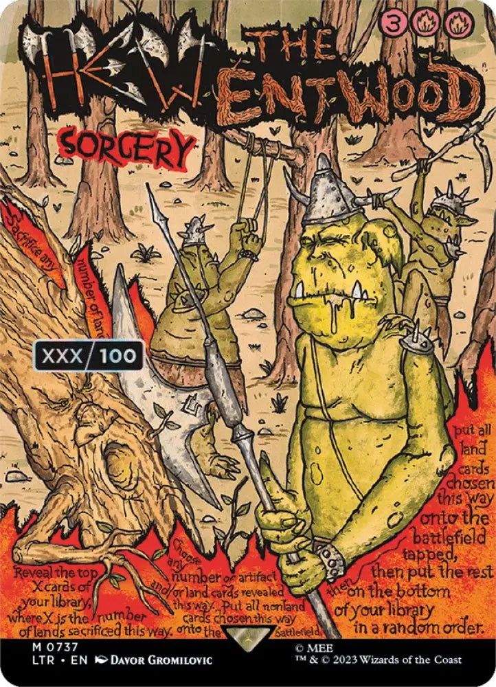 Hew the Entwood (Borderless Poster) (Serialized) [The Lord of the Rings: Tales of Middle-Earth] - MTG Single