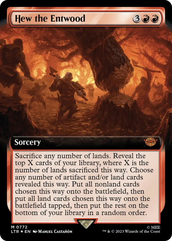 Hew the Entwood (Extended Art) (Surge Foil) [The Lord of the Rings: Tales of Middle-Earth] - MTG Single