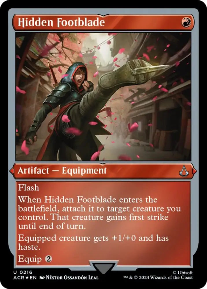 Hidden Footblade (Foil Etched) [Assassin’s Creed] - MTG Single
