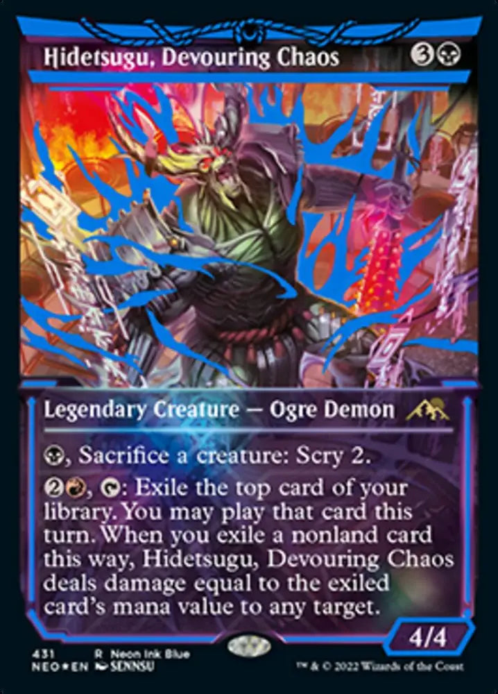 Hidetsugu Devouring Chaos (Neon Ink Blue) [Kamigawa: Neon Dynasty] - MTG Single