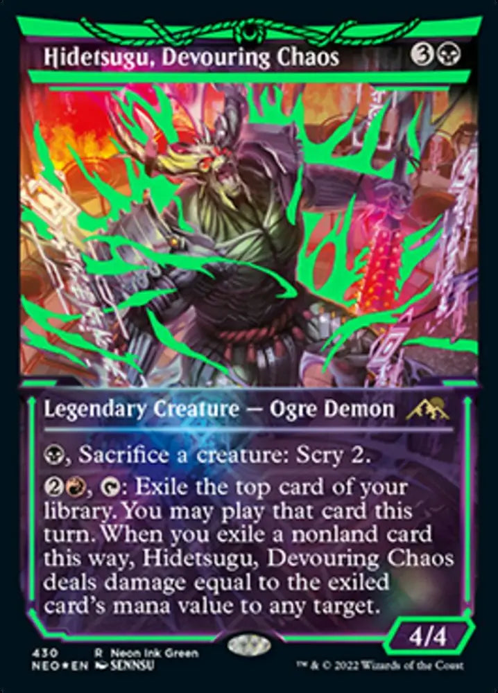 Hidetsugu Devouring Chaos (Neon Ink Green) [Kamigawa: Neon Dynasty] - MTG Single