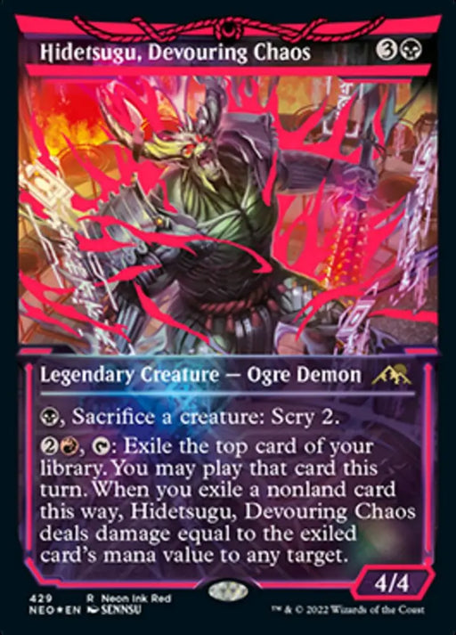 Hidetsugu Devouring Chaos (Neon Ink Red) [Kamigawa: Neon Dynasty] - MTG Single