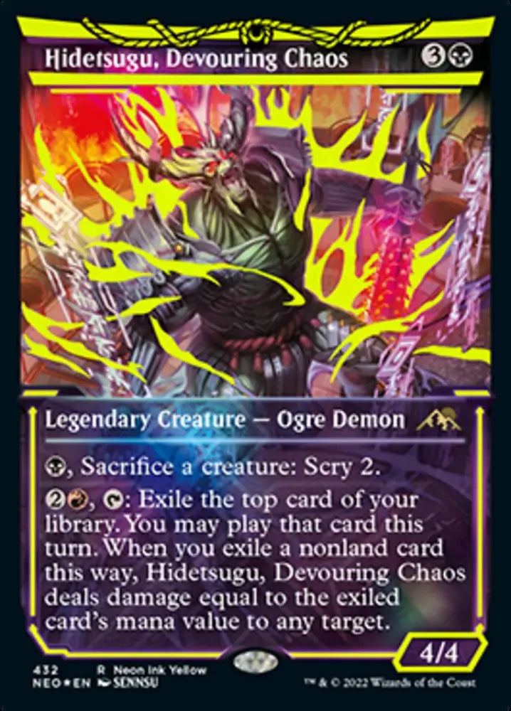 Hidetsugu Devouring Chaos (Neon Ink Yellow) [Kamigawa: Neon Dynasty] - MTG Single