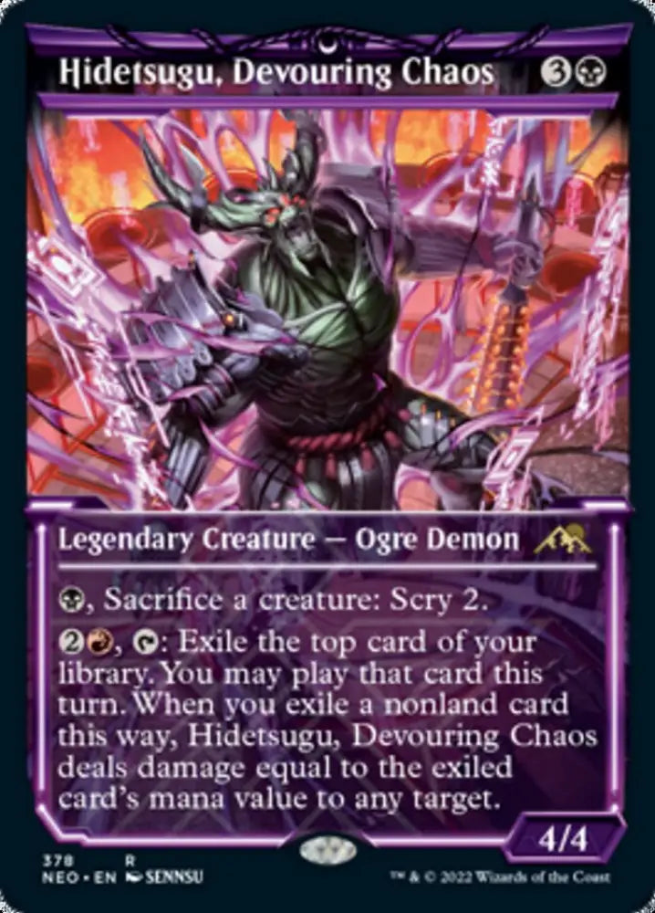 Hidetsugu Devouring Chaos (Showcase Soft Glow) [Kamigawa: Neon Dynasty] - MTG Single