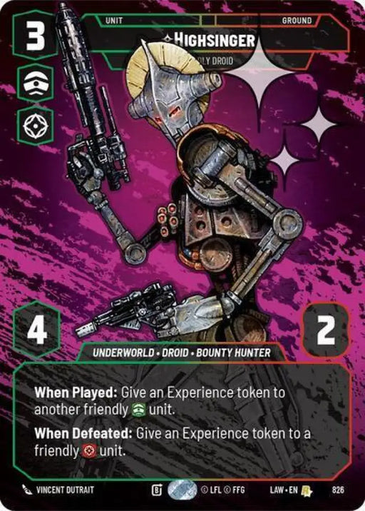 Highsinger - Deadly Droid (Prestige Foil) (826) [A Lawless Time]