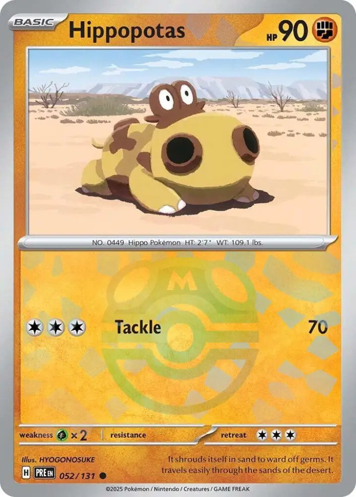 Hippopotas (052/131) (Master Ball Pattern) [Scarlet & Violet: Prismatic Evolutions] - Pokemon Single