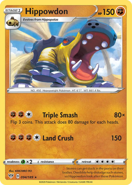 Hippowdon (094/189) [Sword & Shield: Darkness Ablaze] - Pokemon Single