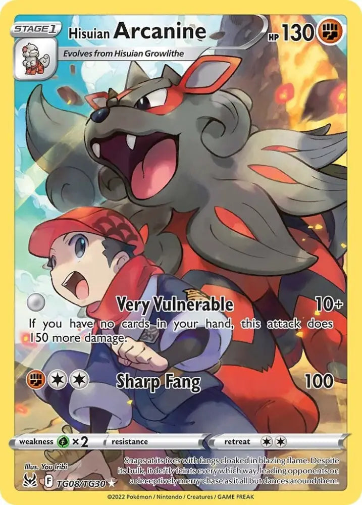 Hisuian Arcanine (TG08/TG30) [Sword & Shield: Lost Origin] - Pokemon Single