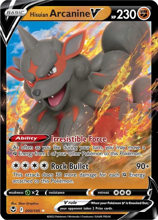 Hisuian Arcanine V (090/195) [Sword & Shield: Silver Tempest] - Pokemon Single