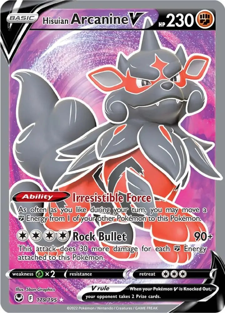 Hisuian Arcanine V (179/195) [Sword & Shield: Silver Tempest] - Pokemon Single