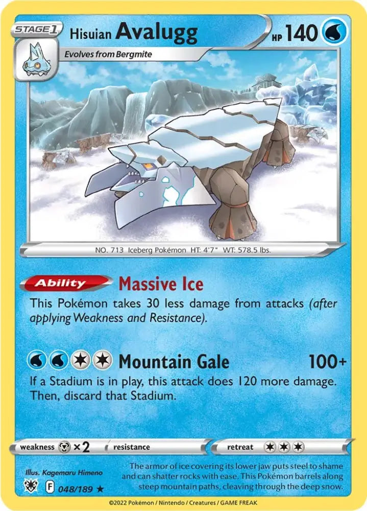 Hisuian Avalugg (048/189) [Sword & Shield: Astral Radiance] - Pokemon Single