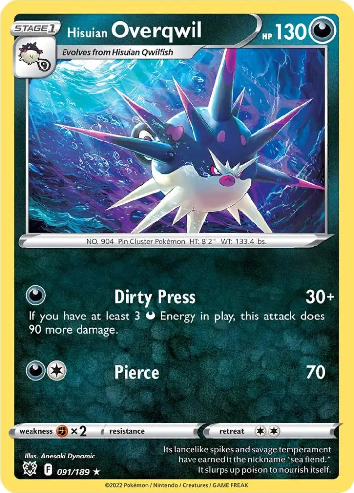 Hisuian Overqwil (091/189) [Sword & Shield: Astral Radiance] - Pokemon Single