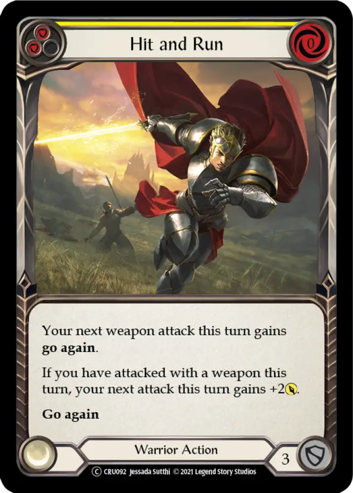 Hit and Run (Yellow) [Crucible of War Unlimited] Unlimited Rainbow Foil - Flesh And Blood Single