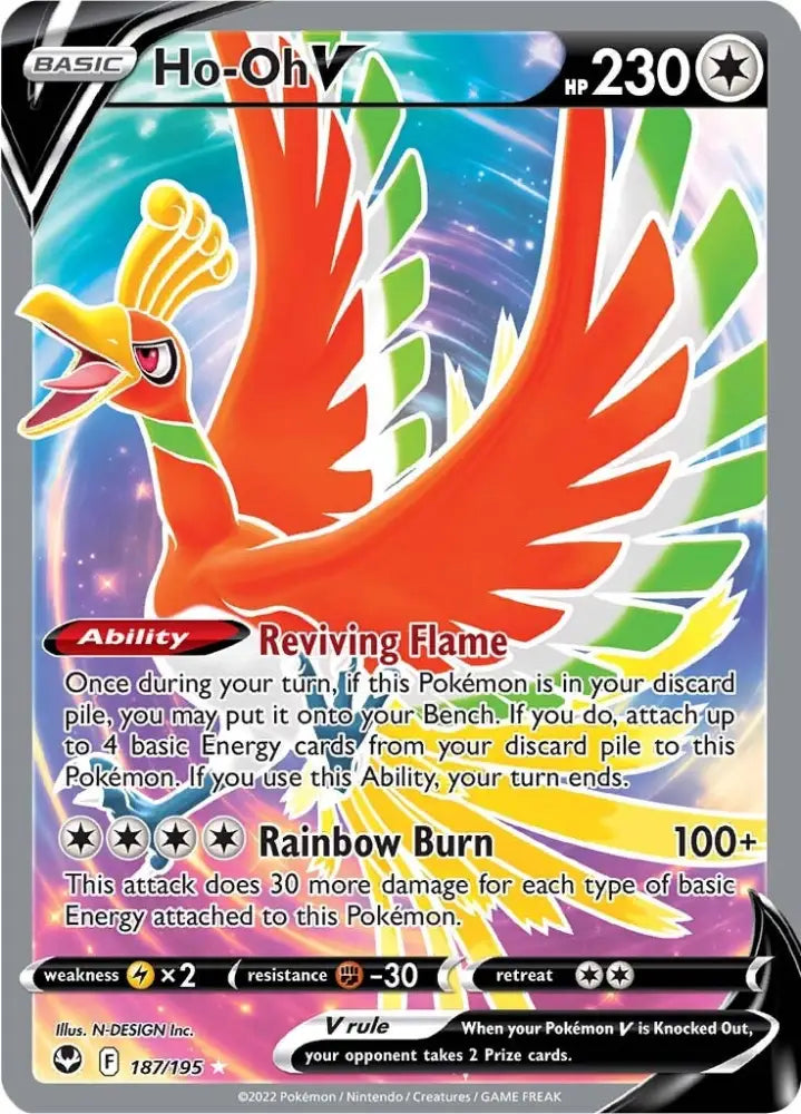 Ho-oh V (187/195) [Sword & Shield: Silver Tempest] - Pokemon Single