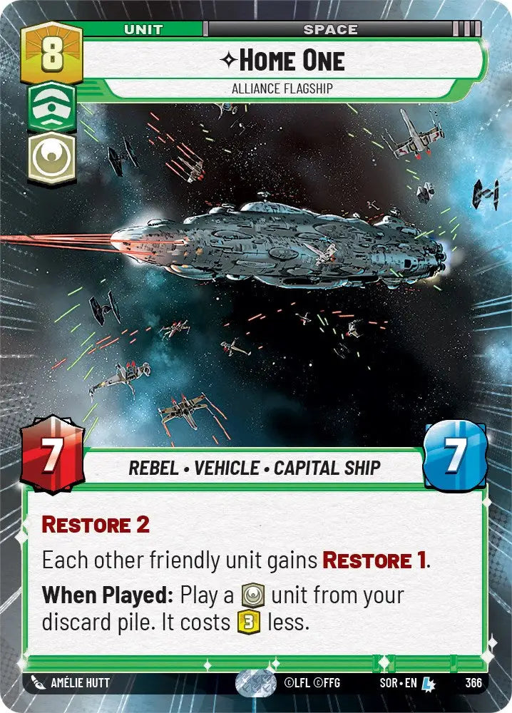 Home One - Alliance Flagship (Hyperspace) (366) [Spark of Rebellion] - Star Wars: Unlimited Single