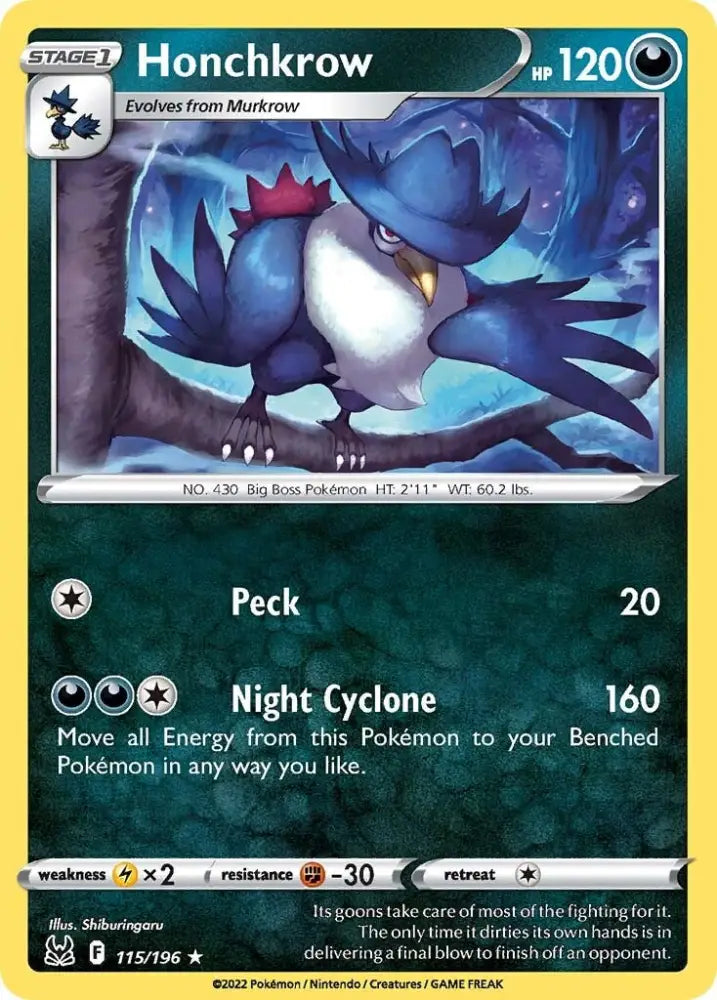 Honchkrow (115/196) [Sword & Shield: Lost Origin] - Pokemon Single