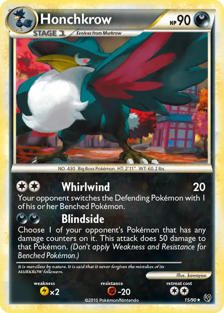 Honchkrow (15/90) [HeartGold & SoulSilver: Undaunted] - Pokemon Single