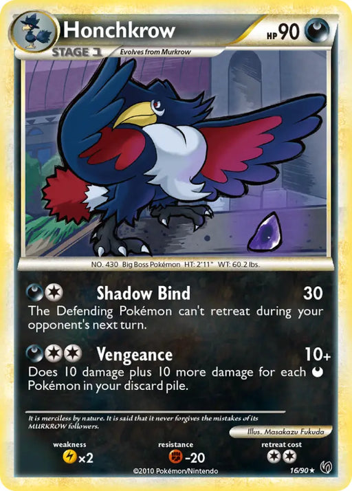 Honchkrow (16/90) [HeartGold & SoulSilver: Undaunted] - Pokemon Single