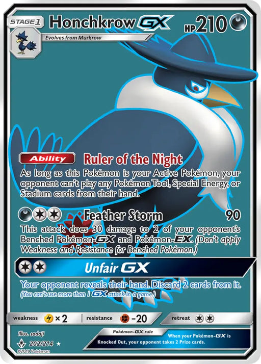 Honchkrow GX (202/214) [Sun & Moon: Unbroken Bonds] - Pokemon Single