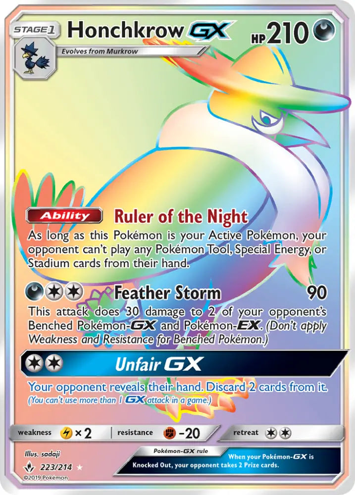 Honchkrow GX (223/214) [Sun & Moon: Unbroken Bonds] - Pokemon Single