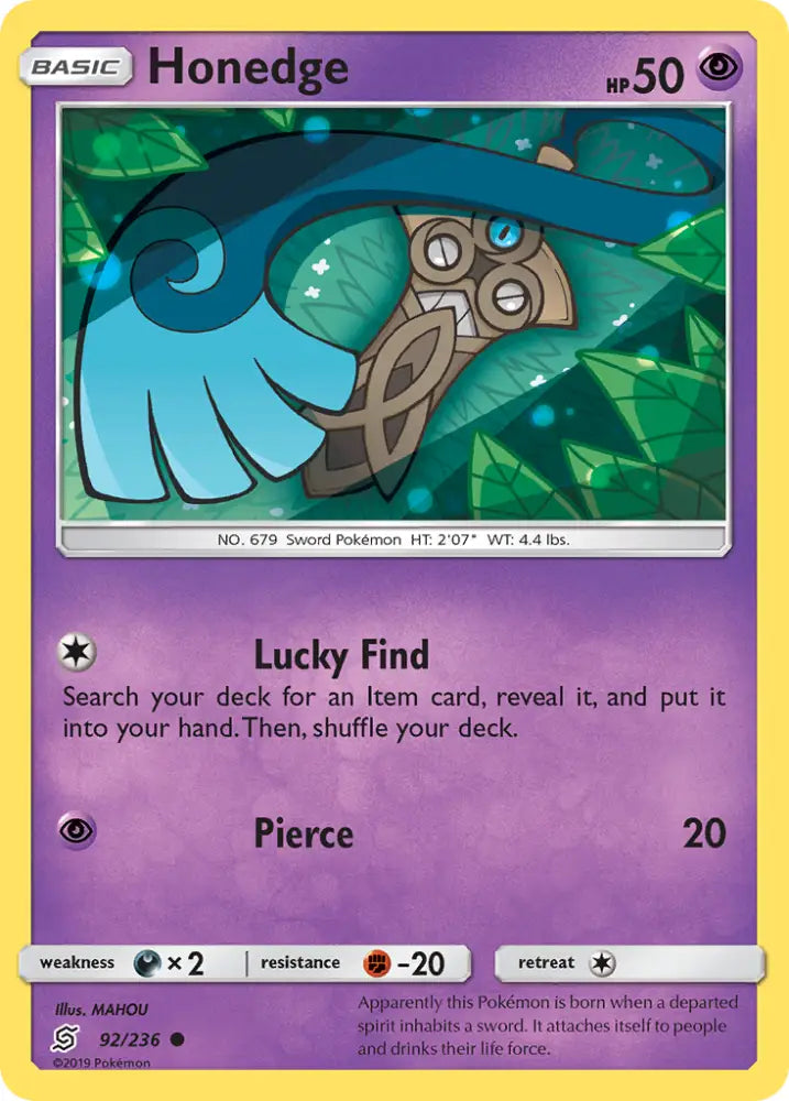 Honedge (92/236) [Sun & Moon: Unified Minds] - Pokemon Single