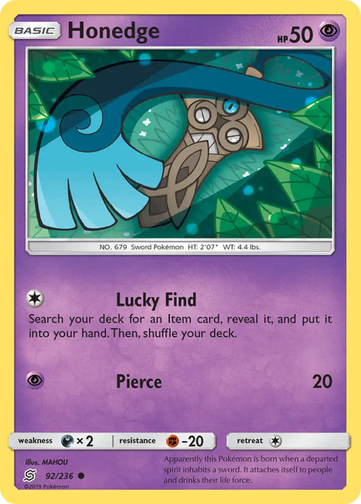 Honedge (92/236) [Sun & Moon: Unified Minds] - Pokemon Single