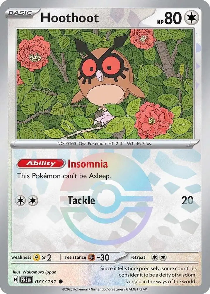 Hoothoot (077/131) (Poke Ball Pattern) [Scarlet & Violet: Prismatic Evolutions] - Pokemon Single