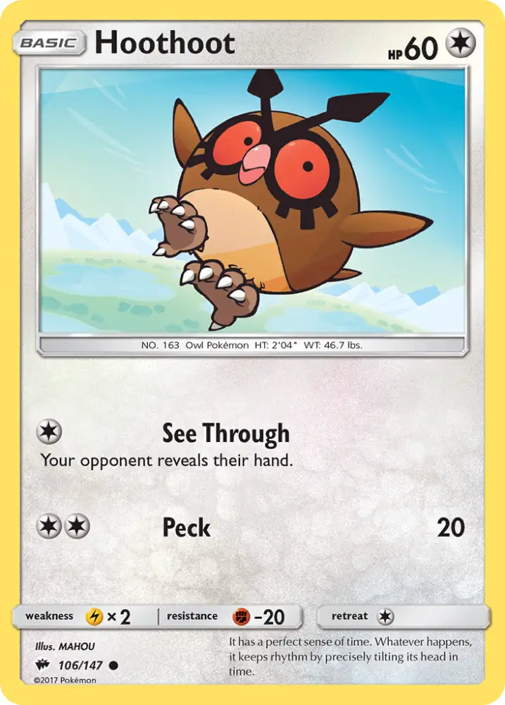 Hoothoot (106/147) [Sun & Moon: Burning Shadows] - Pokemon Single