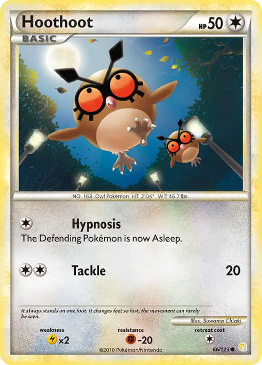 Hoothoot (66/123) [HeartGold & SoulSilver: Base Set] - Pokemon Single
