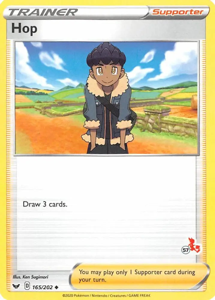 Hop (165/202) (Cinderace Stamp #57) [Battle Academy 2022] - Pokemon Single