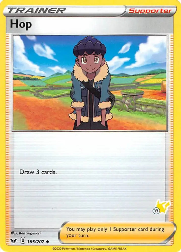Hop (165/202) (Pikachu Stamp #13) [Battle Academy 2022] - Pokemon Single