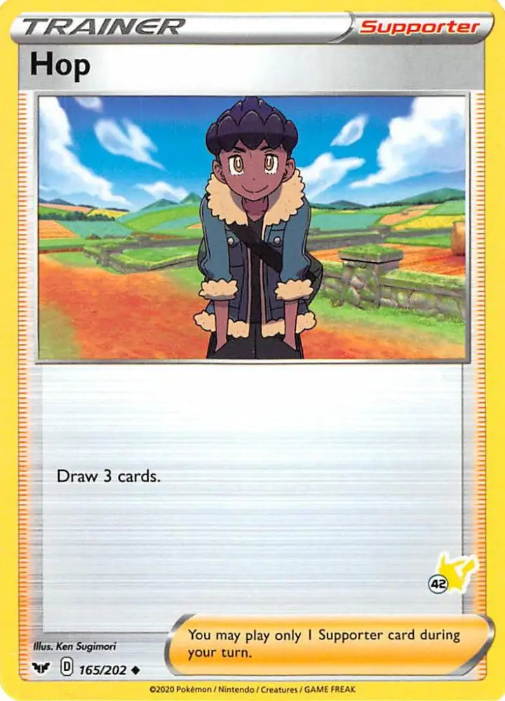 Hop (165/202) (Pikachu Stamp #42) [Battle Academy 2022] - Pokemon Single