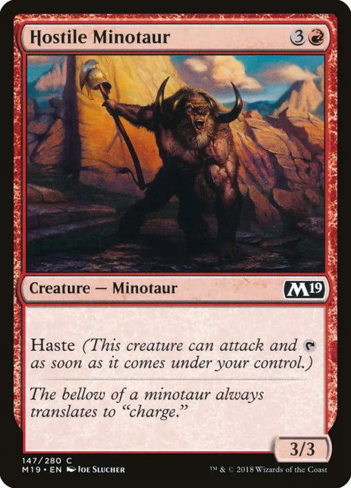 Hostile Minotaur [Core Set 2019] - MTG Single