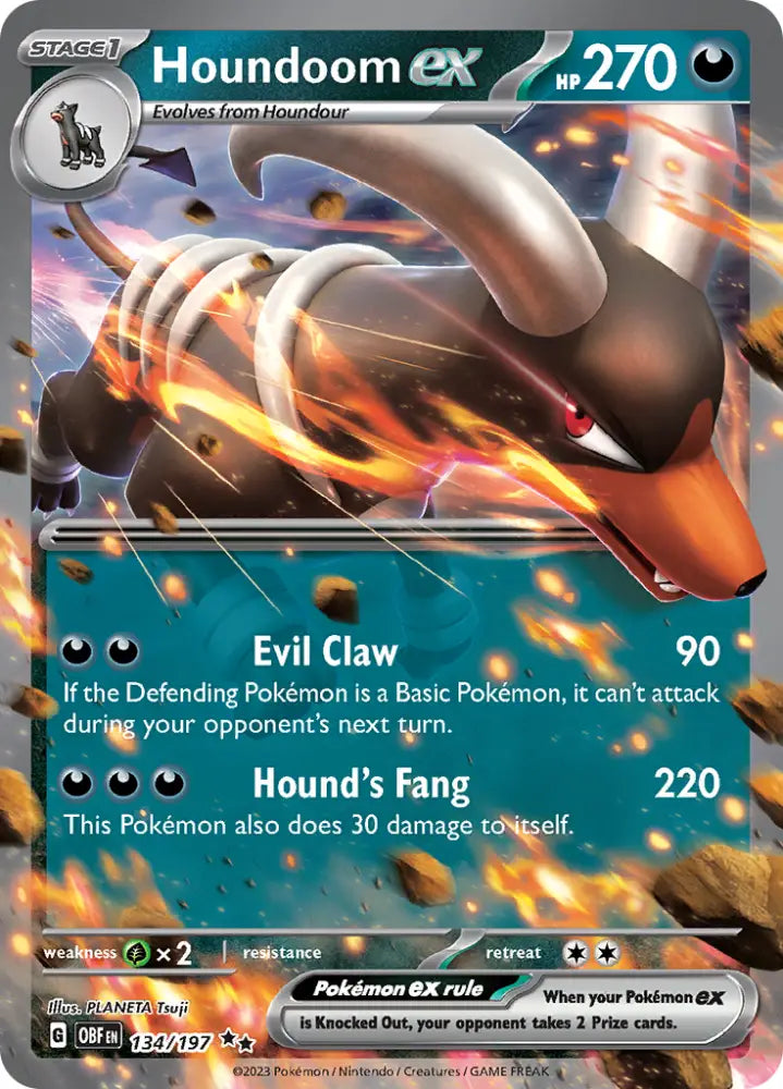 Houndoom ex (134/197) [Scarlet & Violet: Obsidian Flames] - Pokemon Single