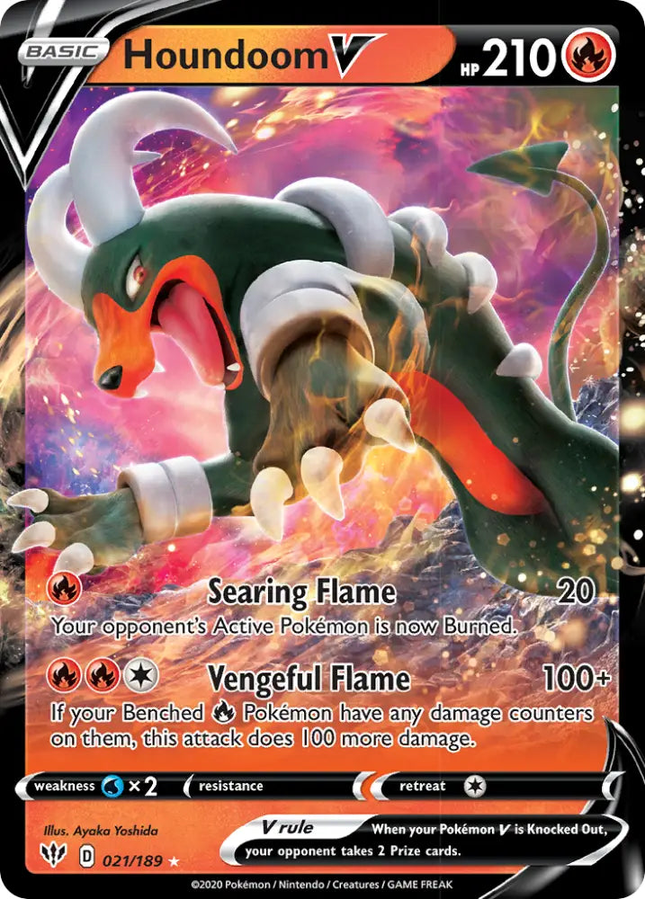 Houndoom V (021/189) [Sword & Shield: Darkness Ablaze] - Pokemon Single