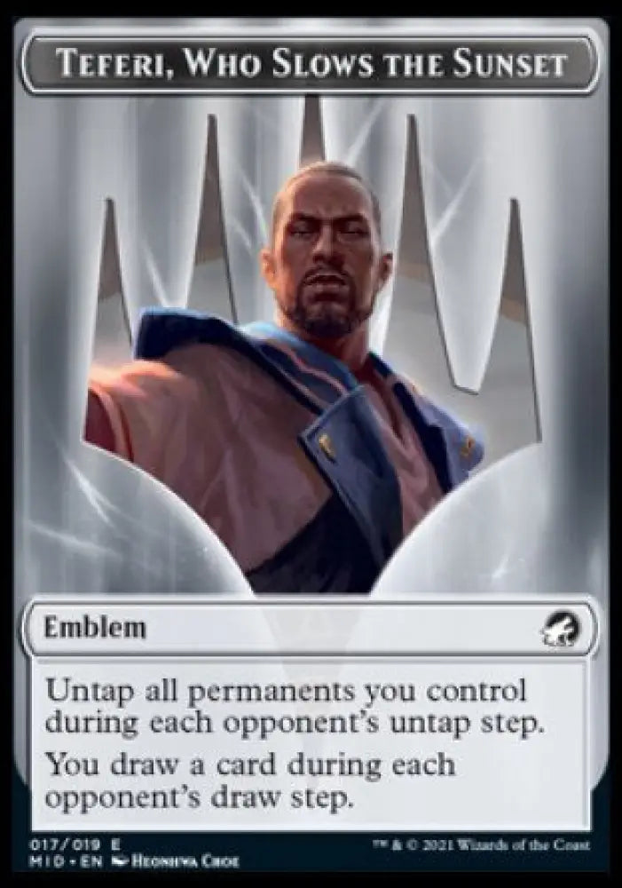 Human // Teferi Who Slows the Sunset Emblem Double-Sided Token [Innistrad: Midnight Hunt Tokens] - MTG Single