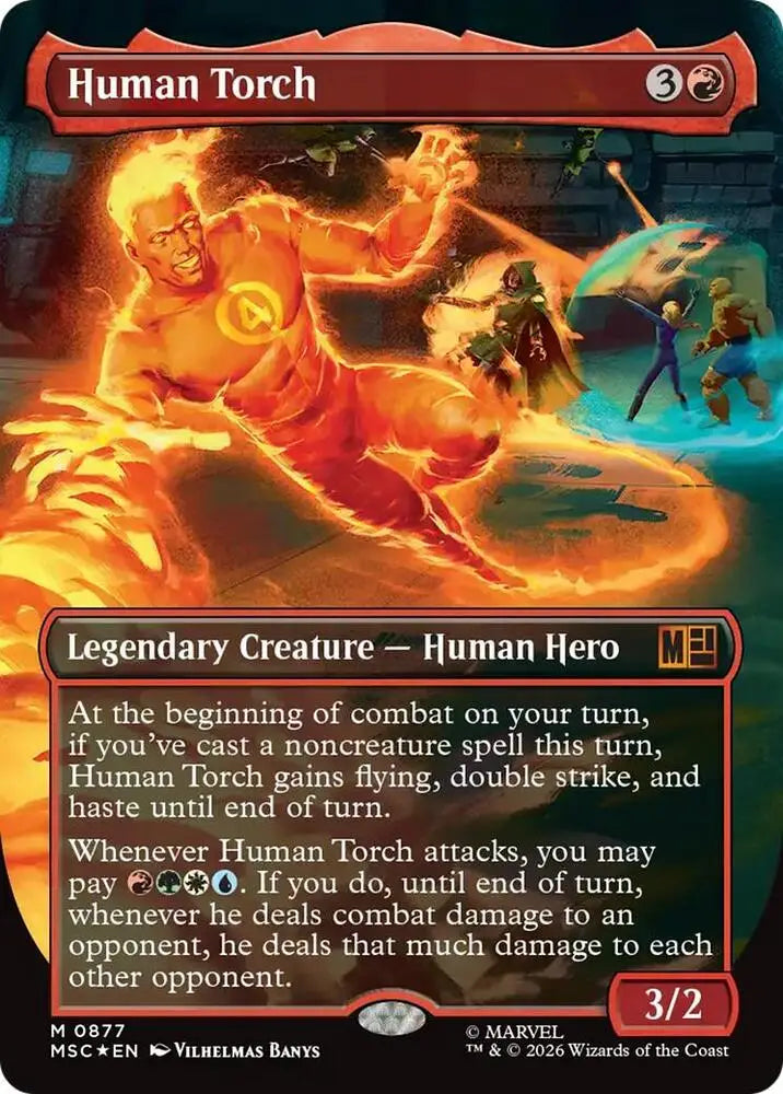 Human Torch (Borderless) (Surge Foil) (877) [Marvel Super Heroes Commander]