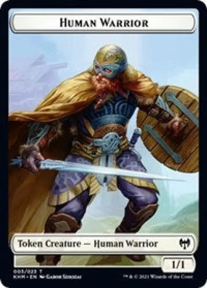 Human Warrior // Dragon Double-Sided Token [Kaldheim Tokens] - MTG Single