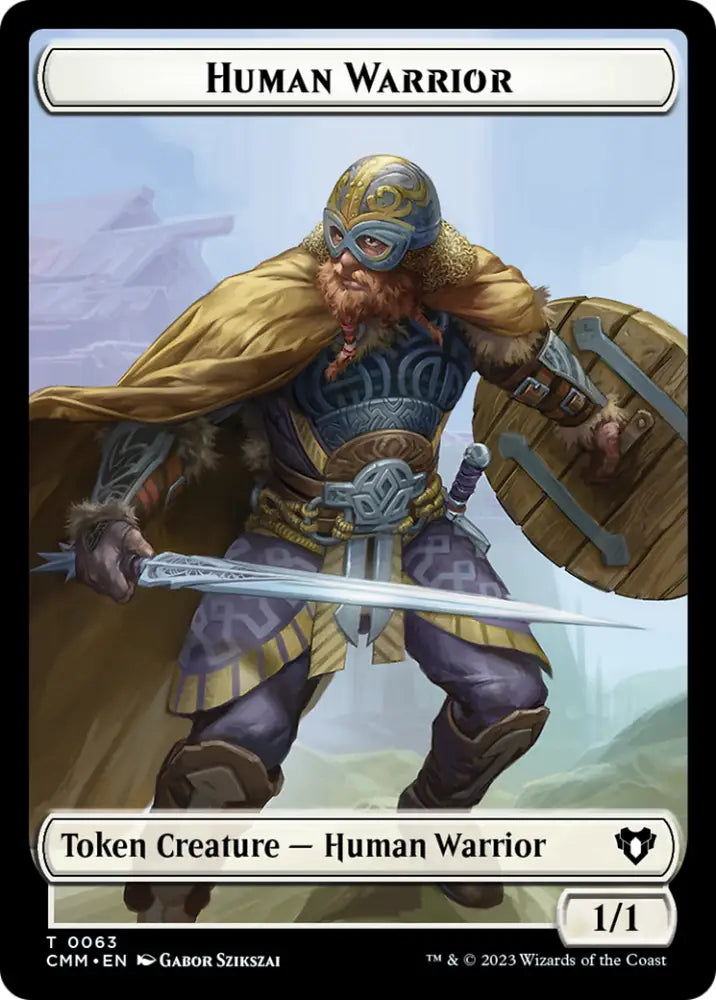 Human Warrior // Zombie Army Double-Sided Token [Commander Masters Tokens] - MTG Single